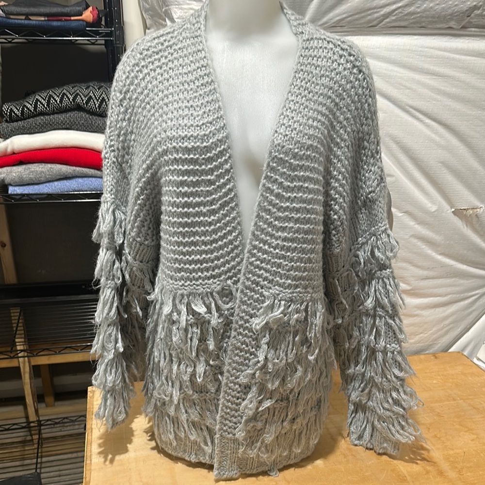 Gray Fringe Women's Sweater